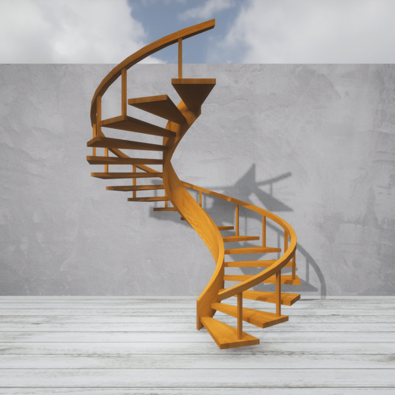 Spiral Stairs Light Oak R