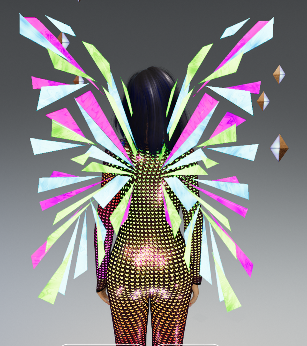 Female - Pink-Green-Blue Glow-Animated Techno Wings