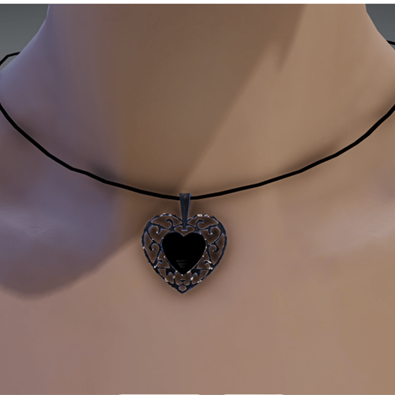 Black heart pendant necklace