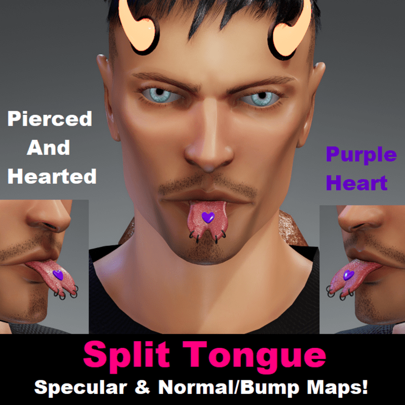 Pierced Split Tongue - Purple Heart