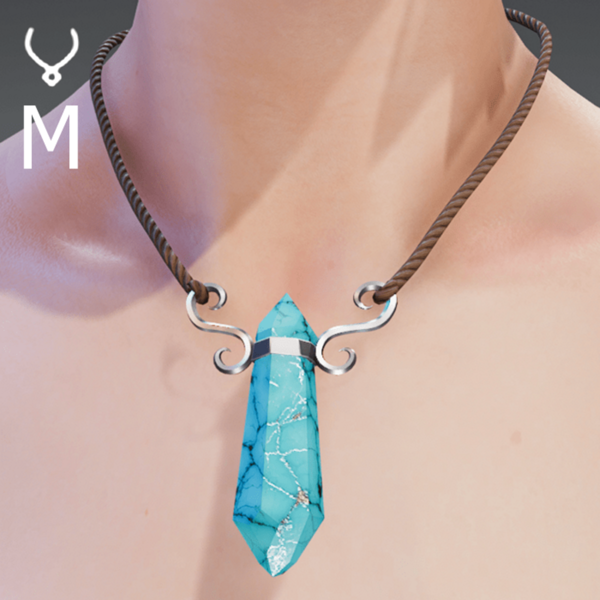 Male Glowing Turquoise Pendant