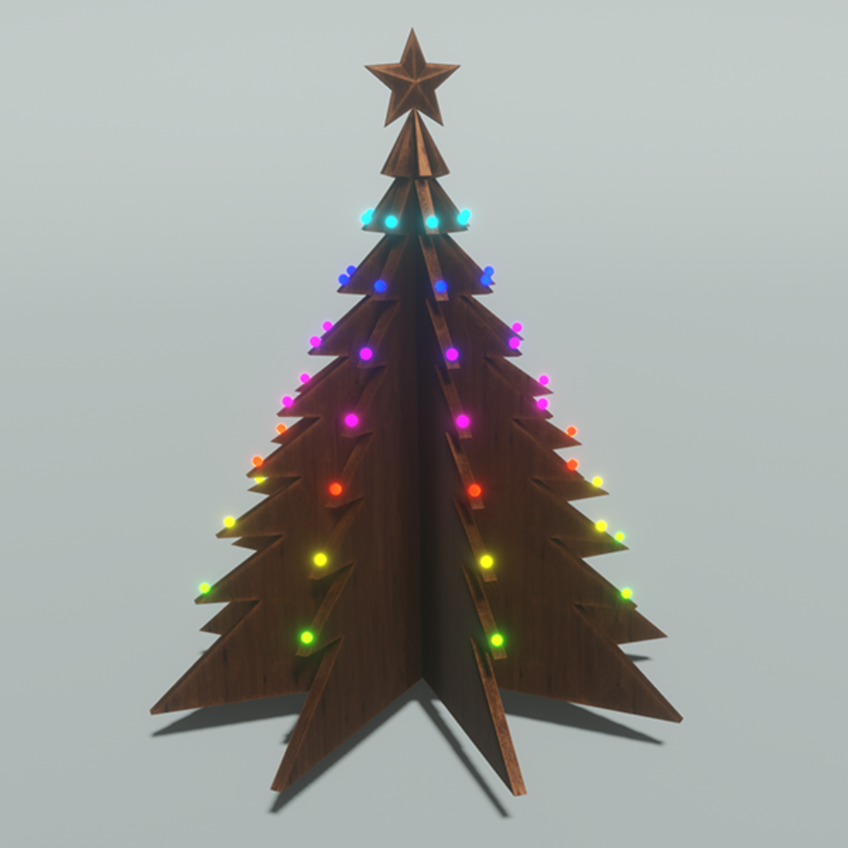 Skye Wooden Tree 1 - Cascading Rainbow Lights