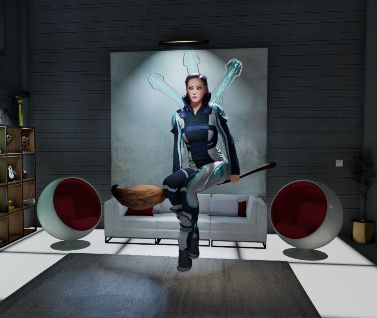 Custom sit on broomstick animation(female)