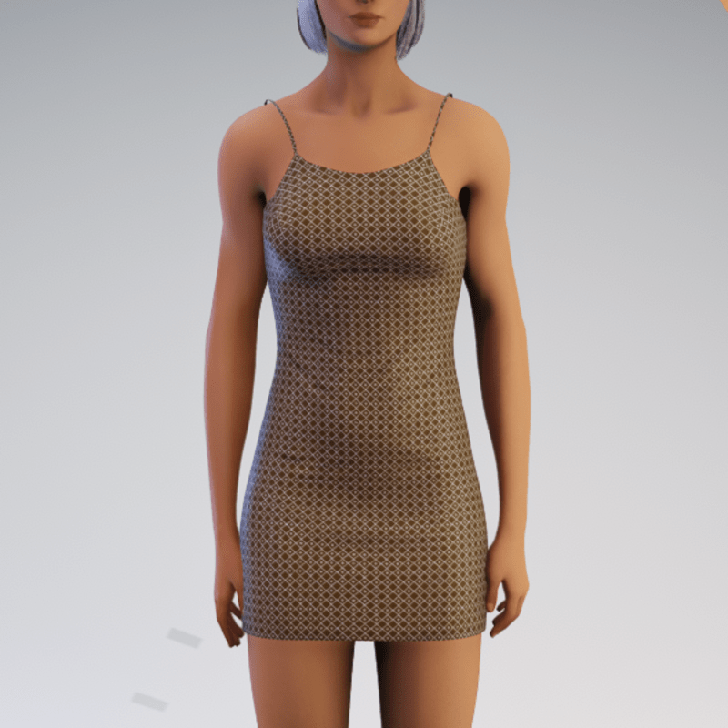 Spaghetti Minidress - Brown Geo