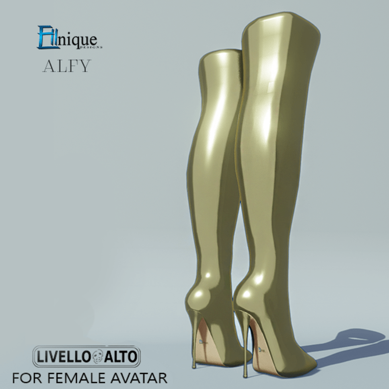 Alfy Gold Shimmmer Thigh high Boots -for LIVELLO ALTO Female Avatar.