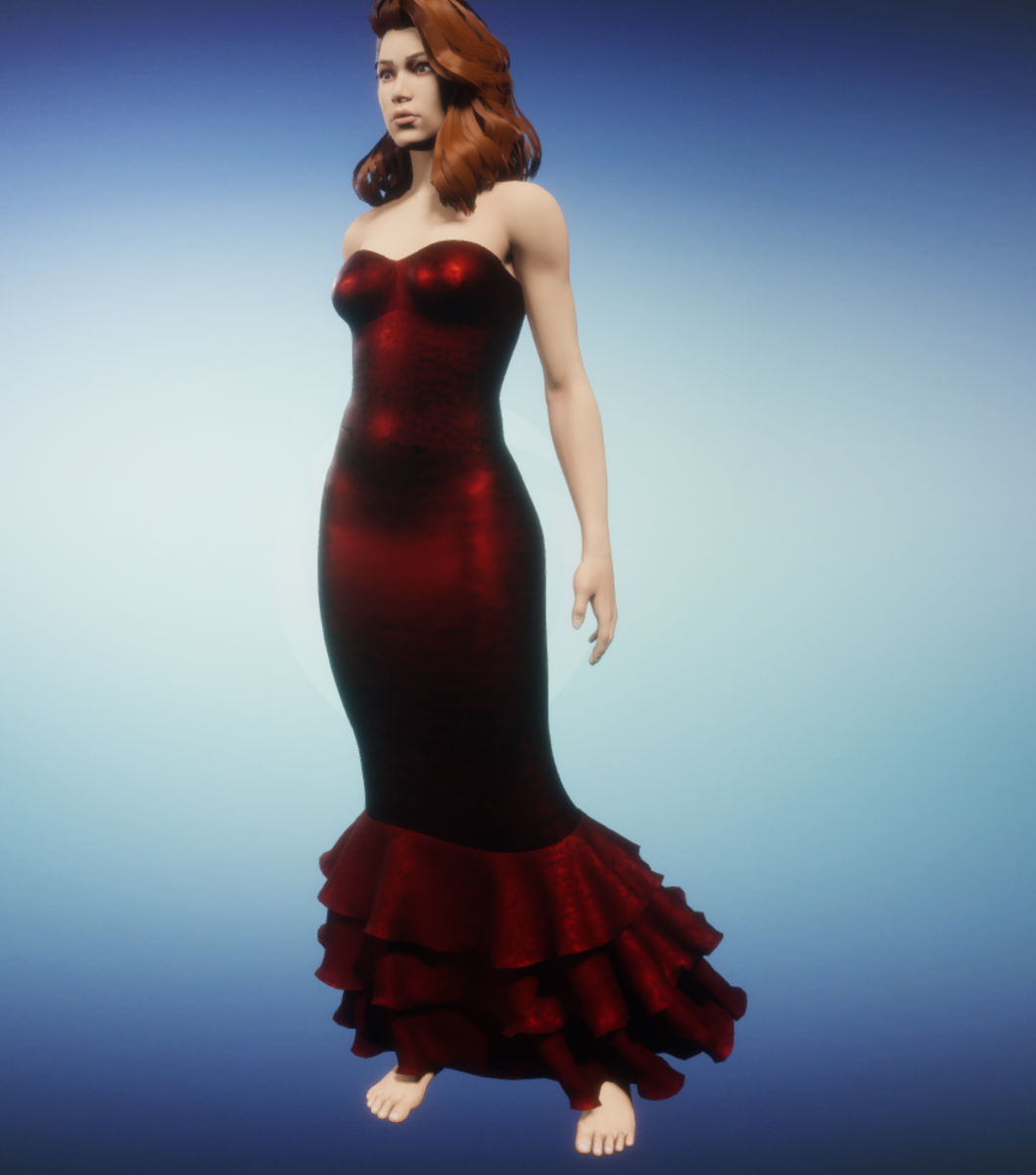 mermaid dress-- garnet
