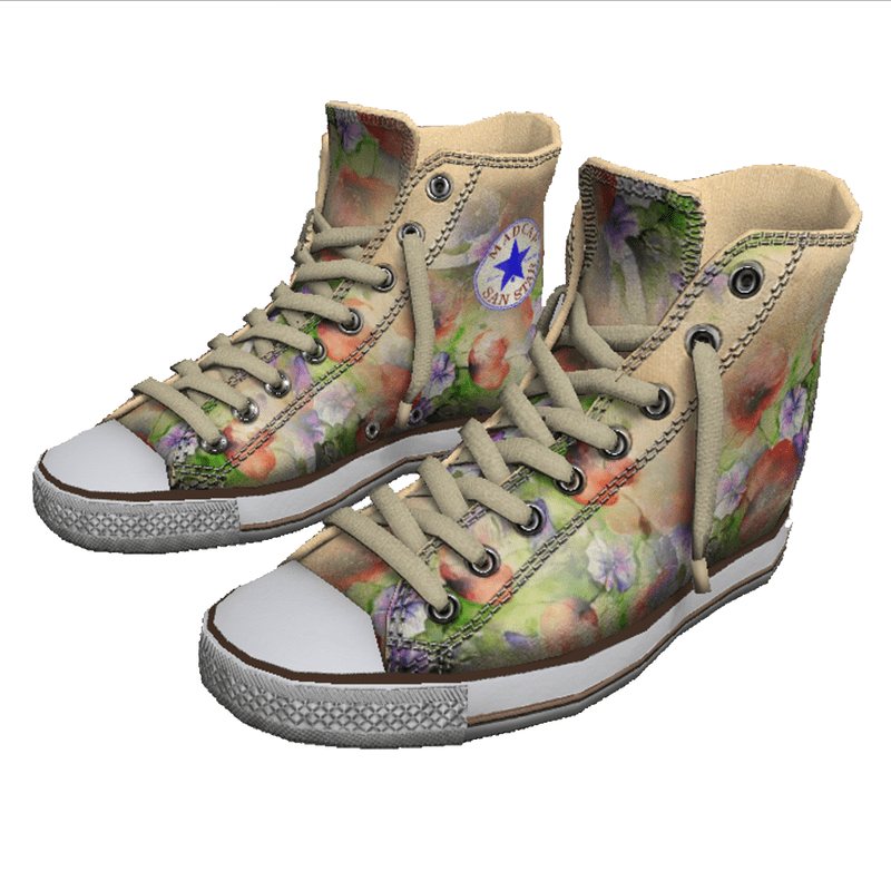 Girl shoes San-Star sneakers high flowers for woman