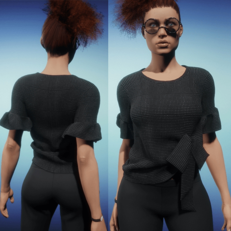 Knit Top with Bow Accent - Black