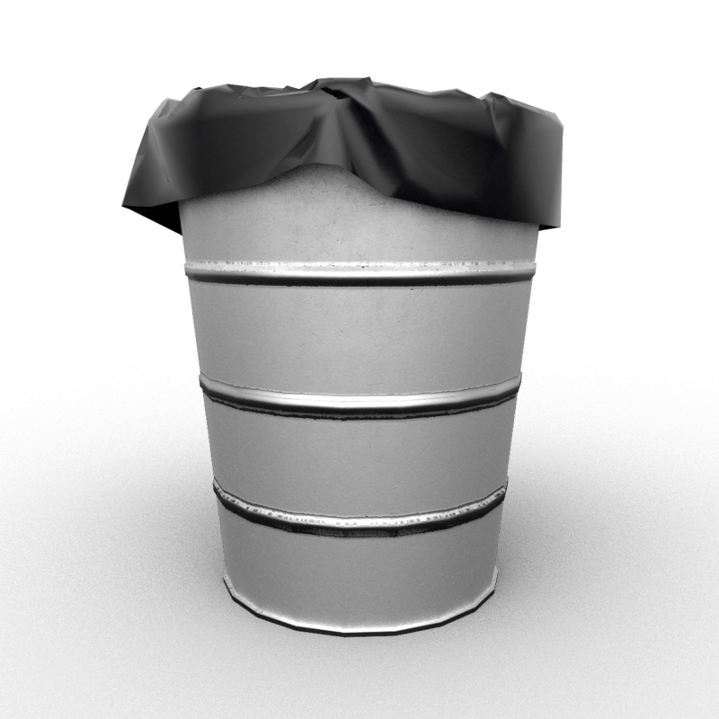 Art Deco Trash Bin Light Metal