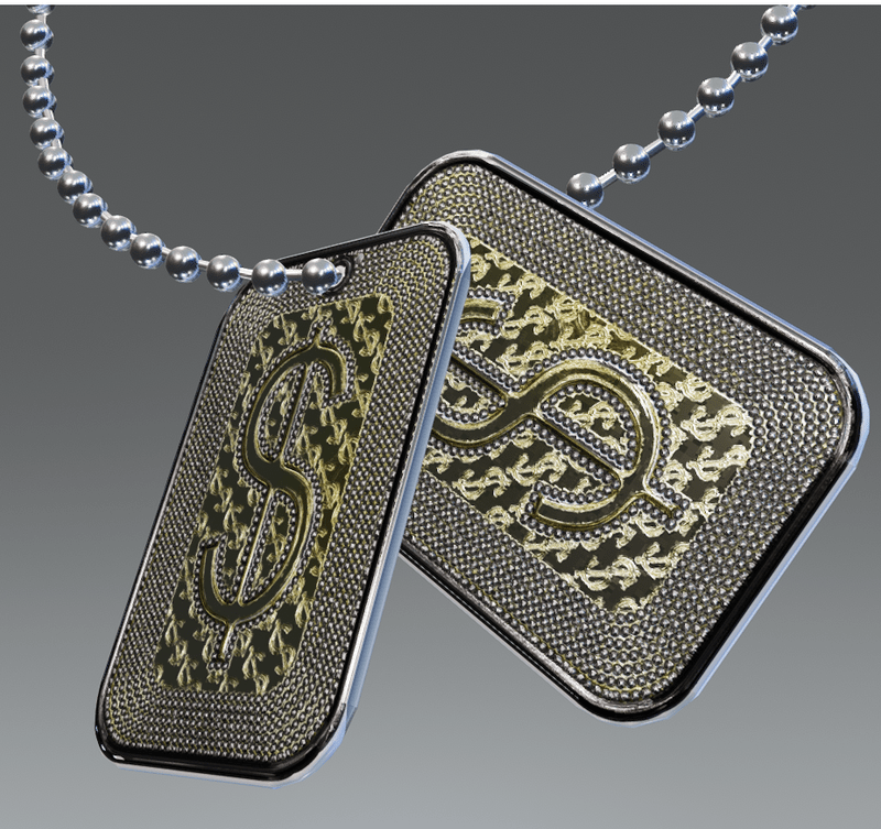 Dog-tags Gold Money Bling