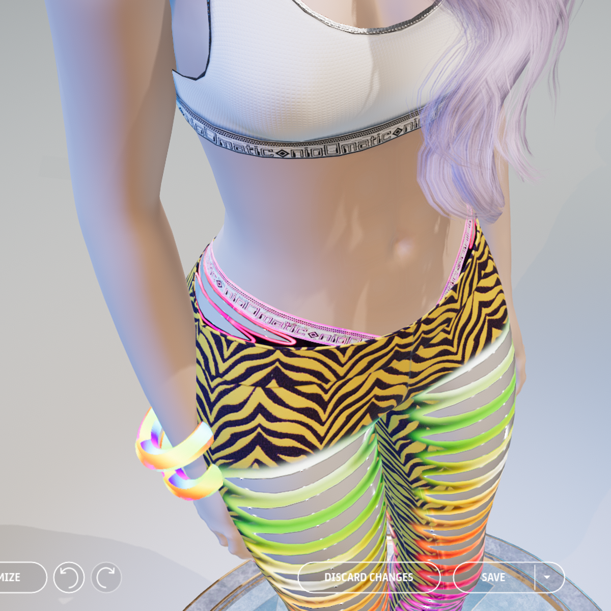 Yellow Zebra Glowing Animated Ripped Leggings with Ripped Undies