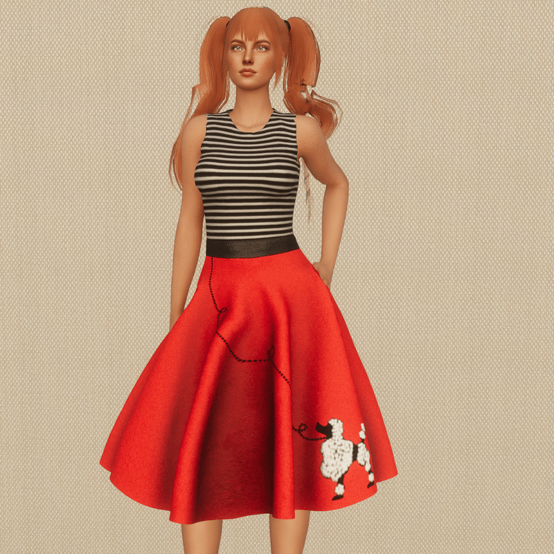 Poodle Skirt Dress - Red
