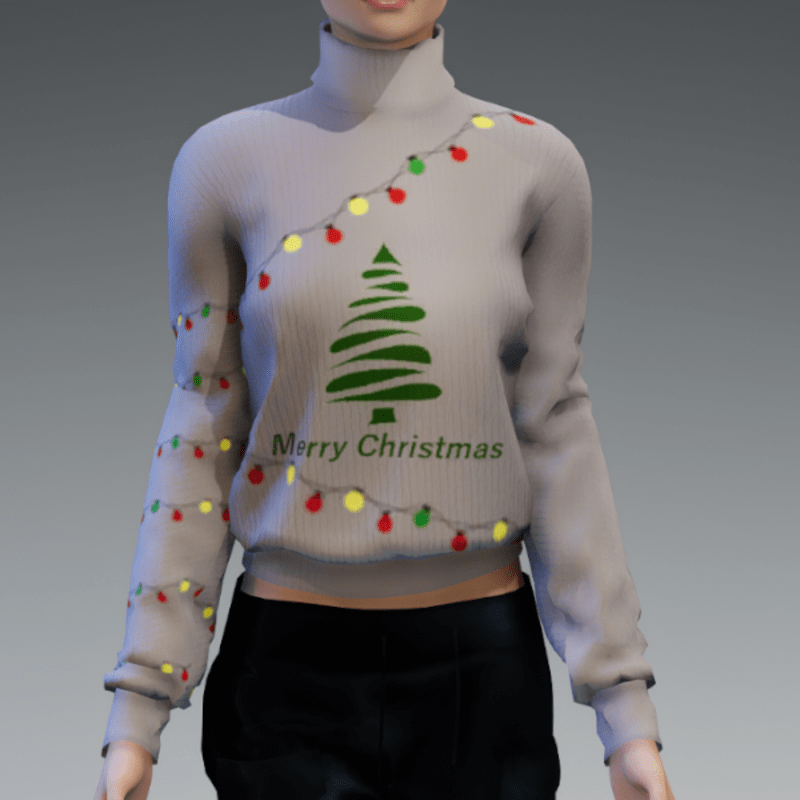 Merry Christmas Lights Turtleneck Sweater