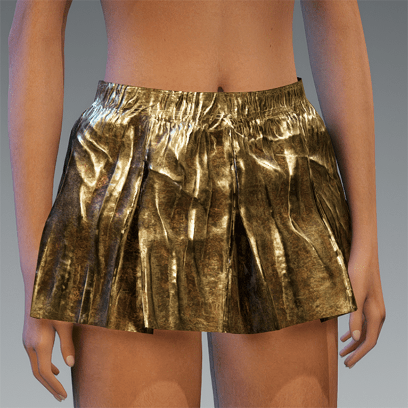 Folded Schort Skirt Gold