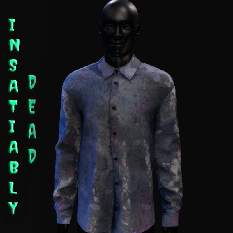 Camo Long Buttoned Shirt Blue