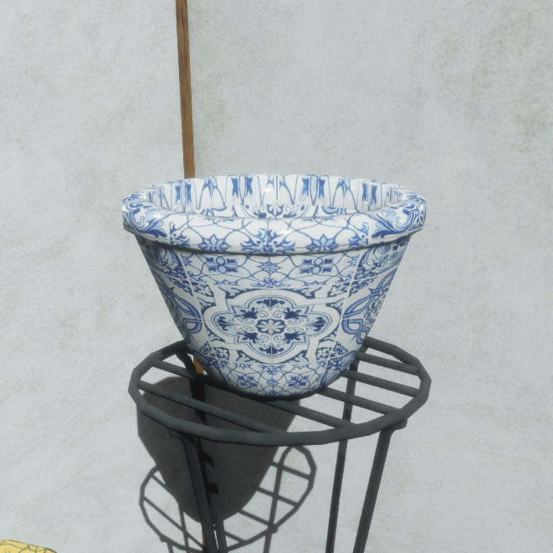 Pot Ceramic Blue Pattern