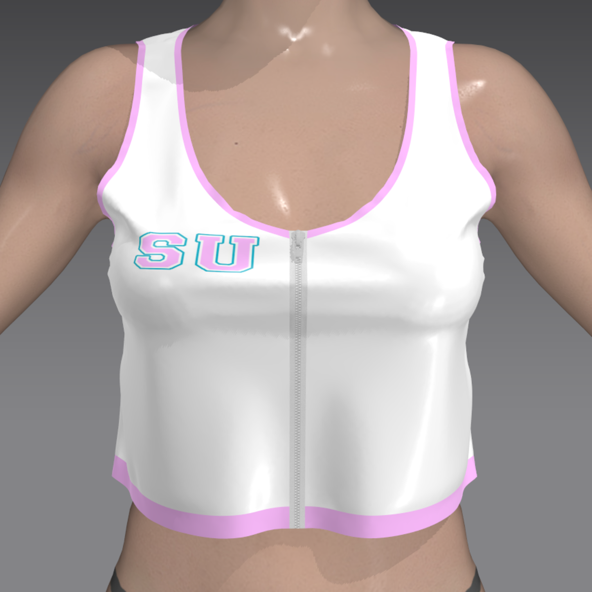 Plastic Cheerleader Crop Top - Zip - Space Unicorn