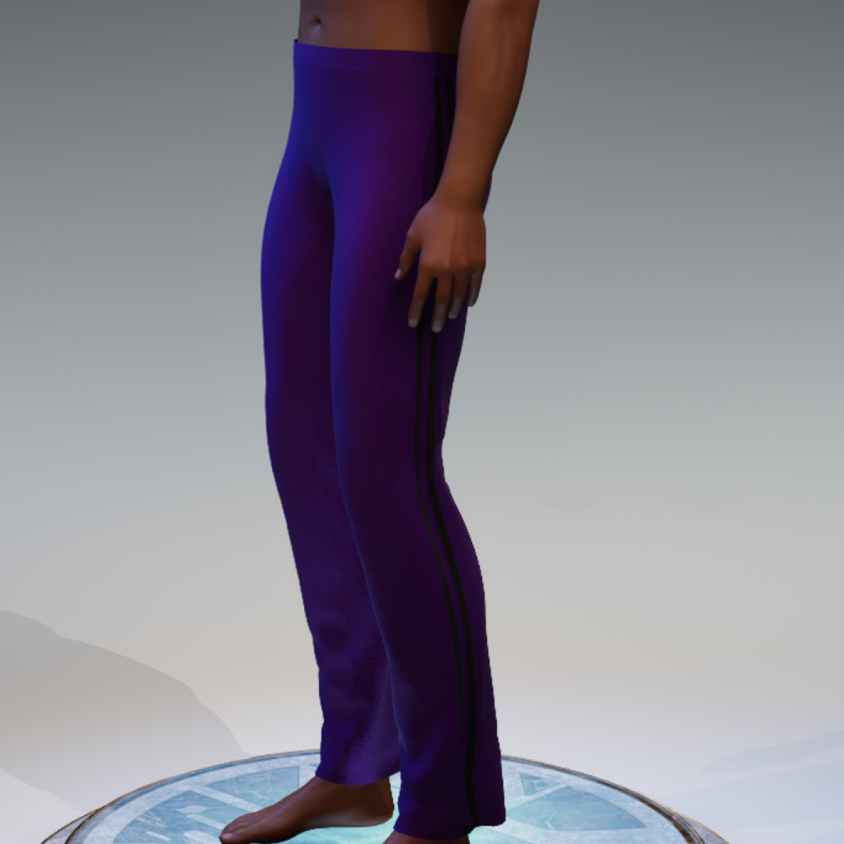 Purple with dark striped Pants