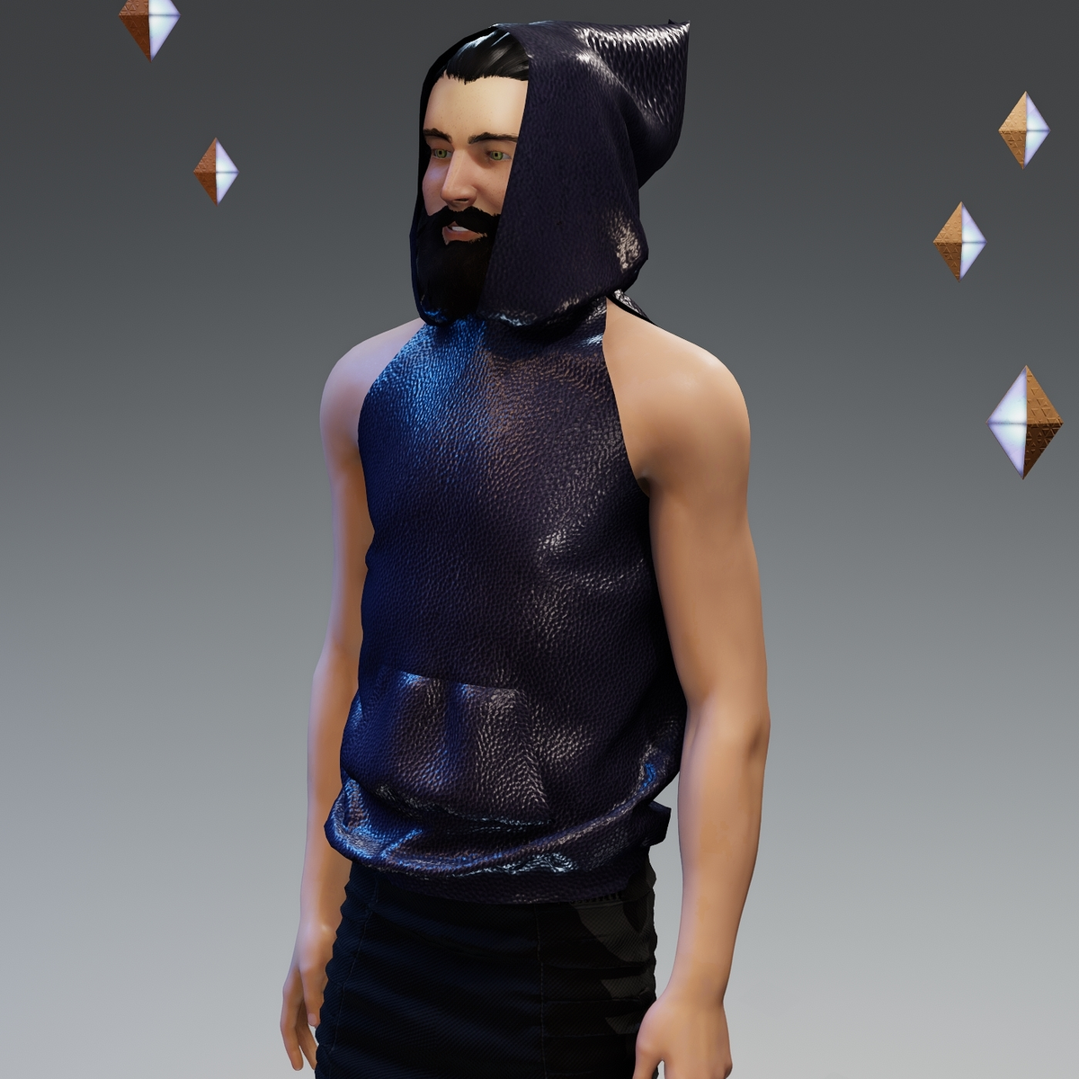 ‘Headspace’ Faux Leather (ο) Sleeveless Hoodie - Unisex