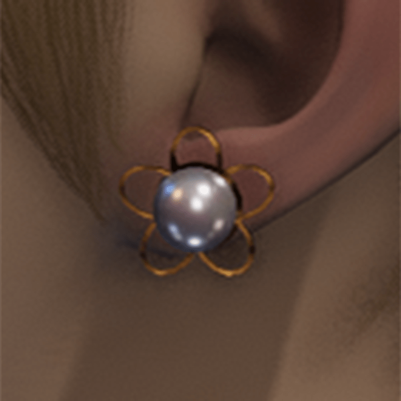 Gold pearl flower earrings