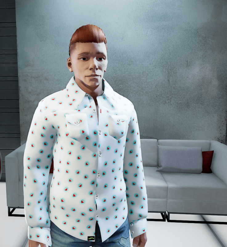 Male White Hearts Shirt