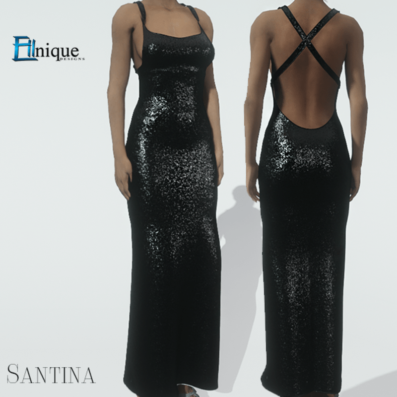 Santina Black Glitter Gown
