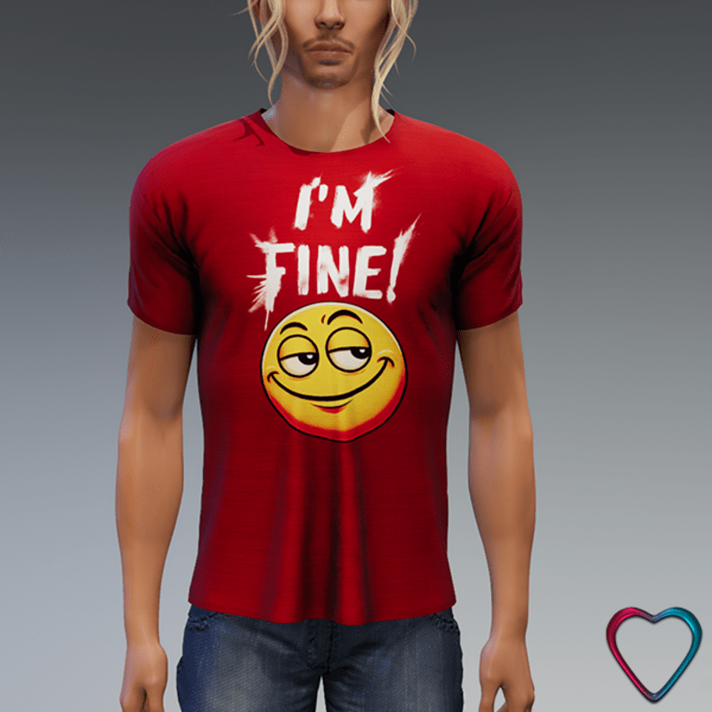 Men Tee-Shirt with Message - Red - Fine