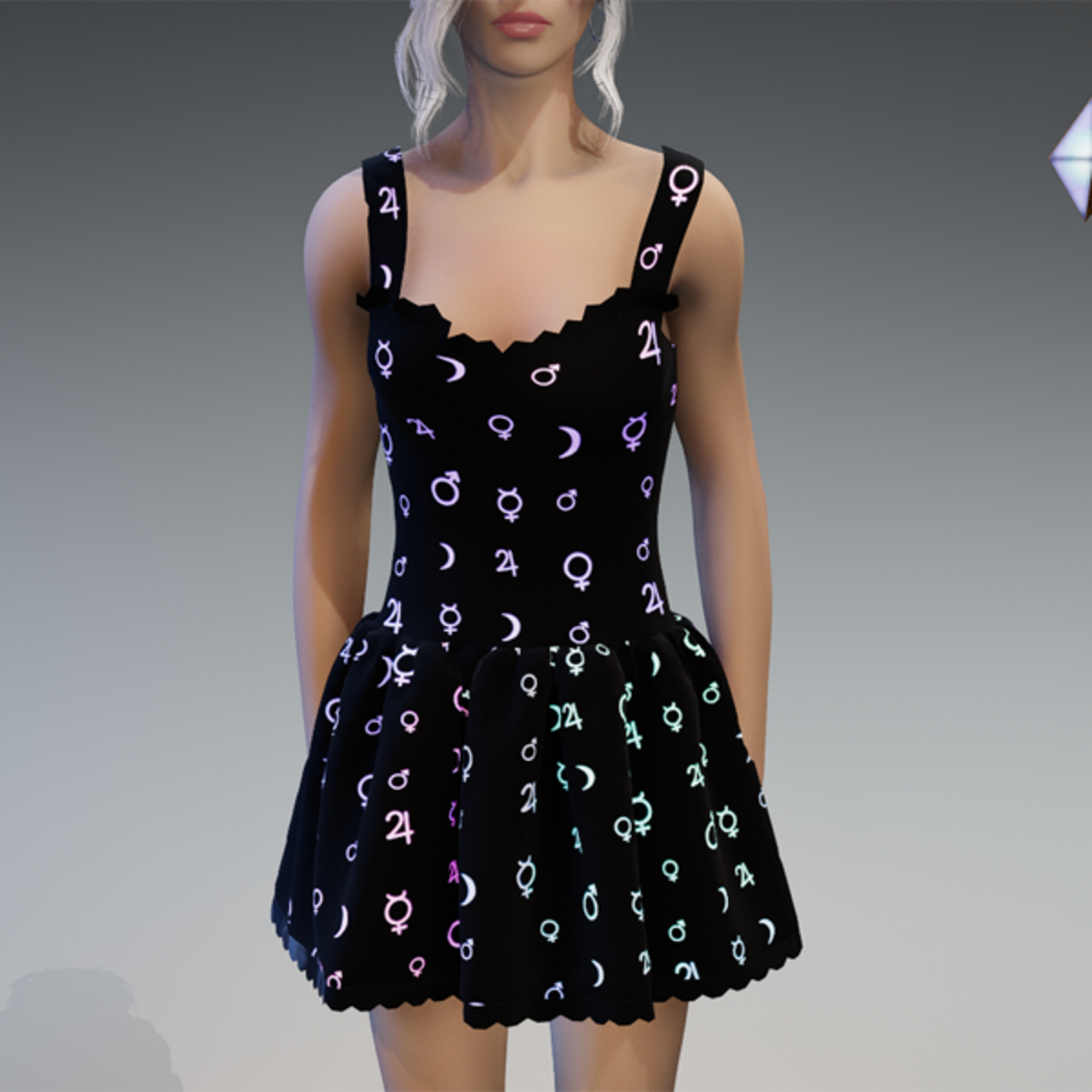 Glowing Planet Signs Dress in Black