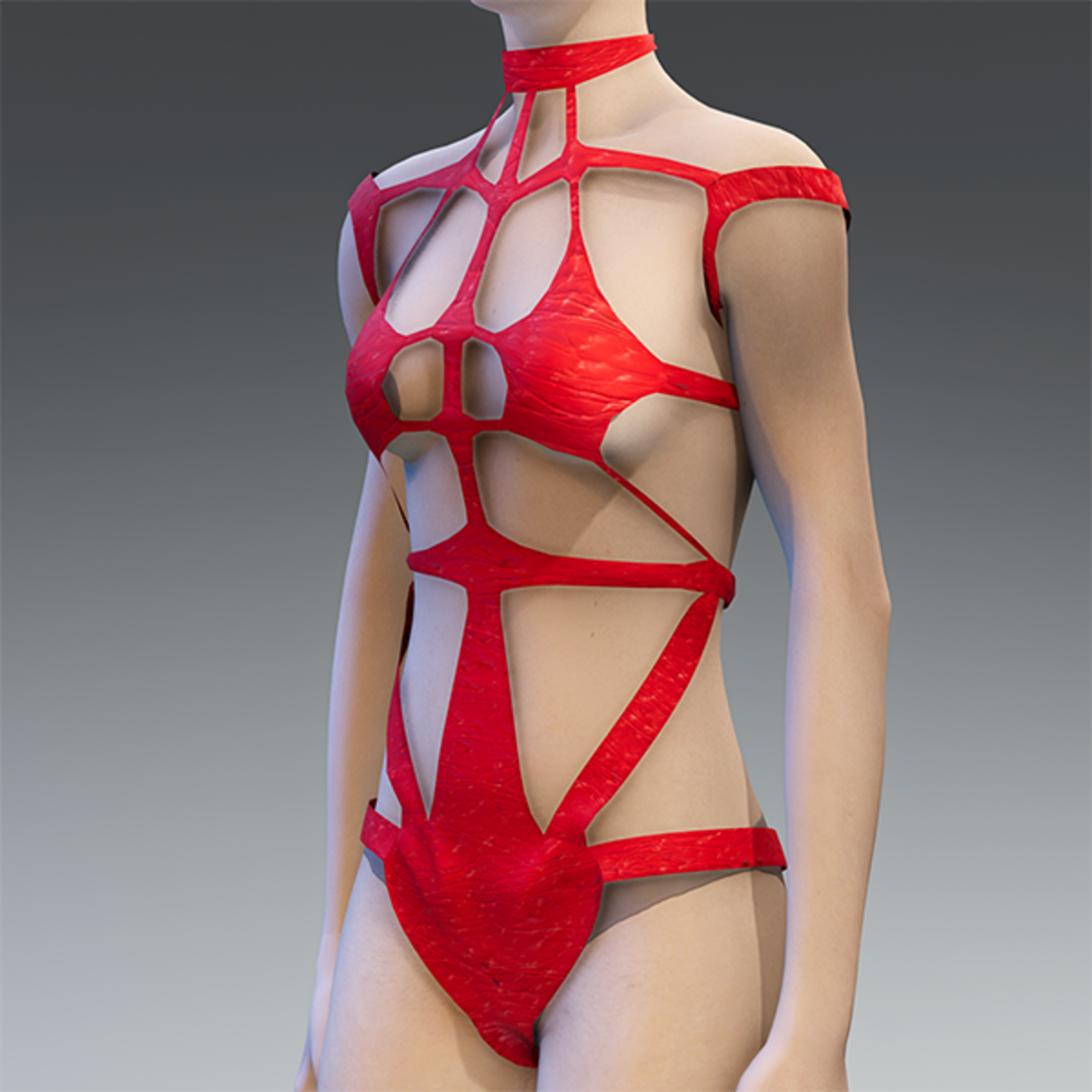 Leather Body Stripes Red