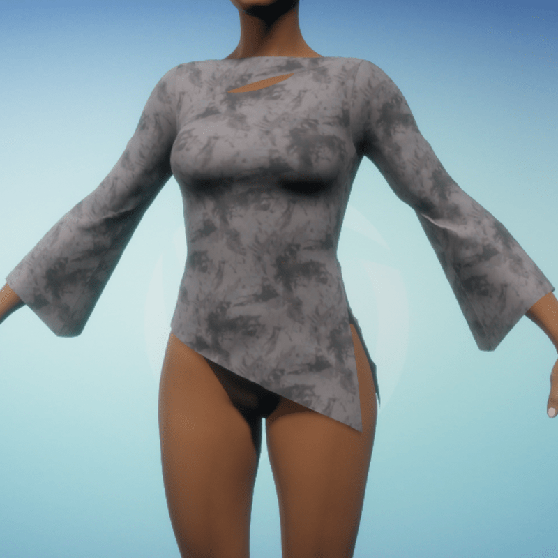 Boatneck Blouse - Pewter Abstract