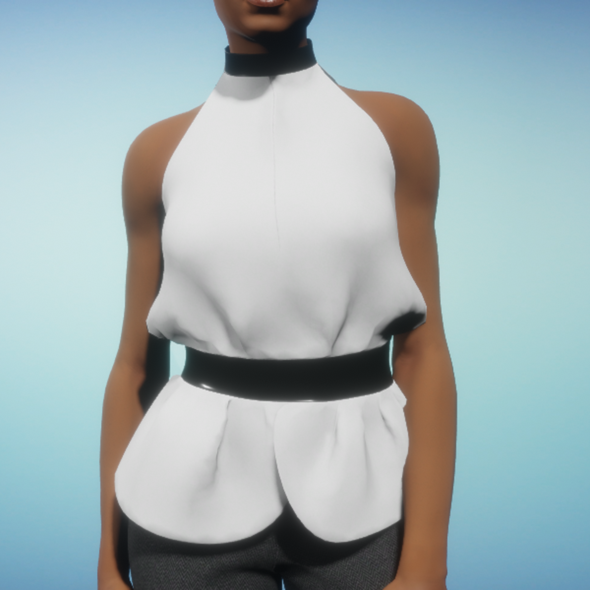 Halter Vest - White and Black