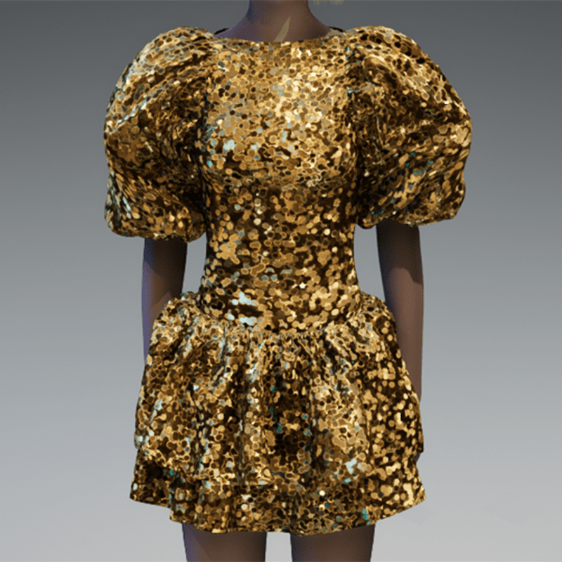 Large Gold glitter puff sleeve dress