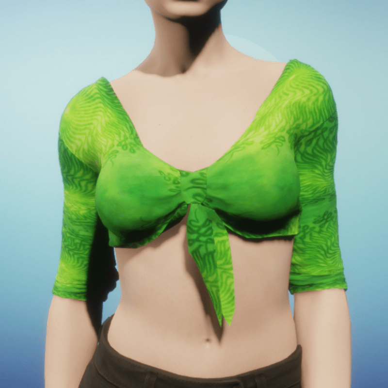 Green Silk Tied Crop Top