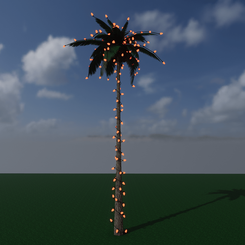 Palm tree with running lights