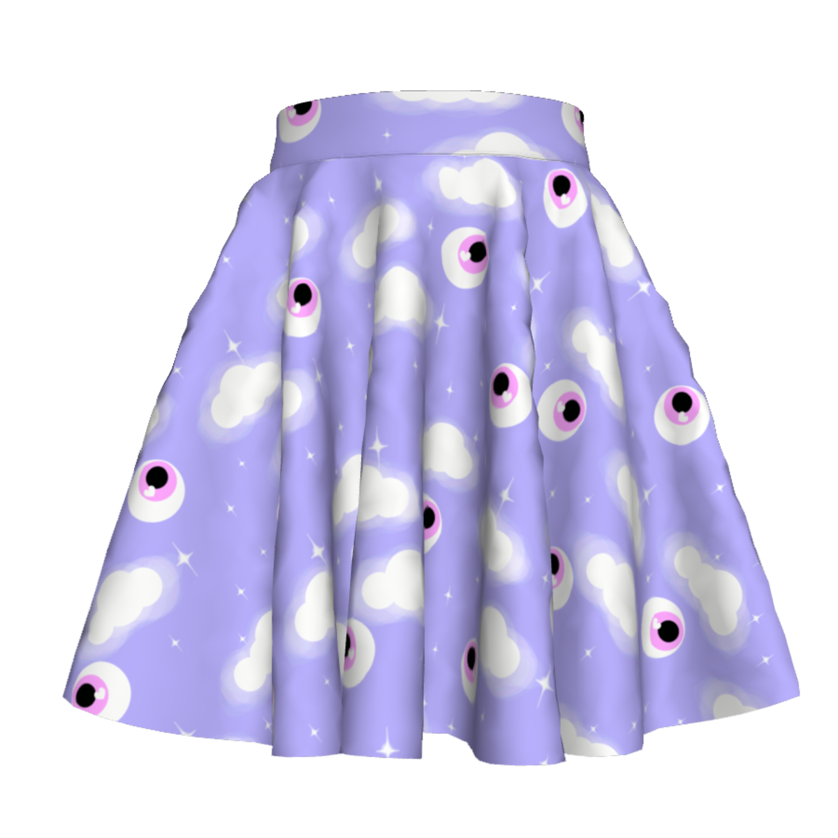 Purple Kawaii Eyeball Skater Skirt