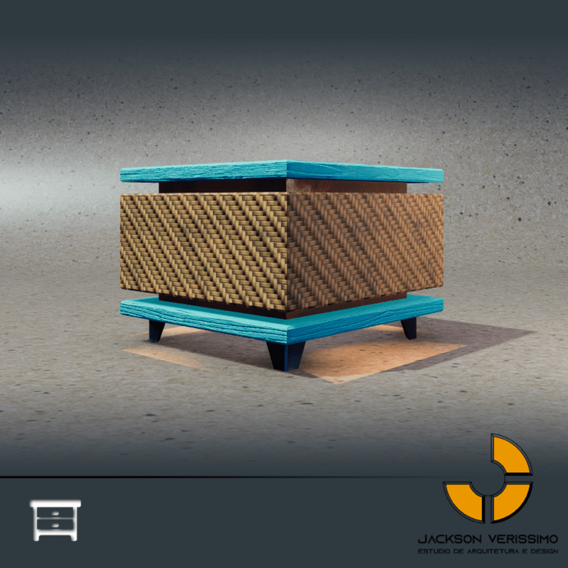 Bedside Janeiro -Wood 3 Cyan