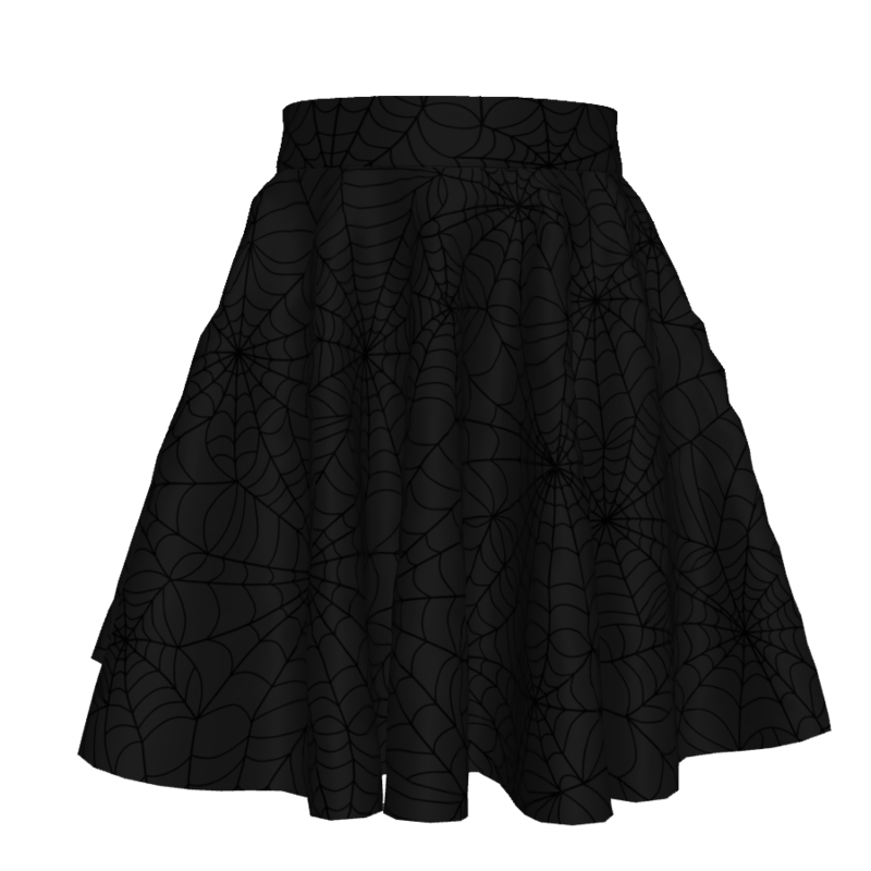 Black Spider Web Skater Skirt