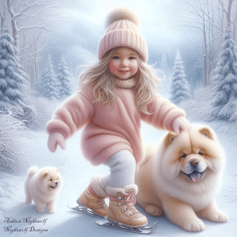 ND Girl With Chow Winter Background