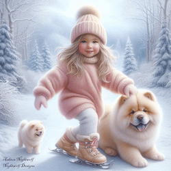 ND Girl With Chow Winter Background