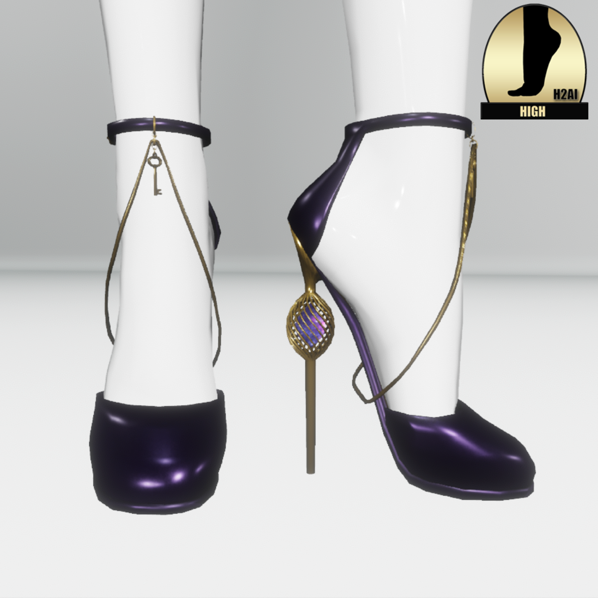 Galaxy cage heels for the h2ai high - purple gold