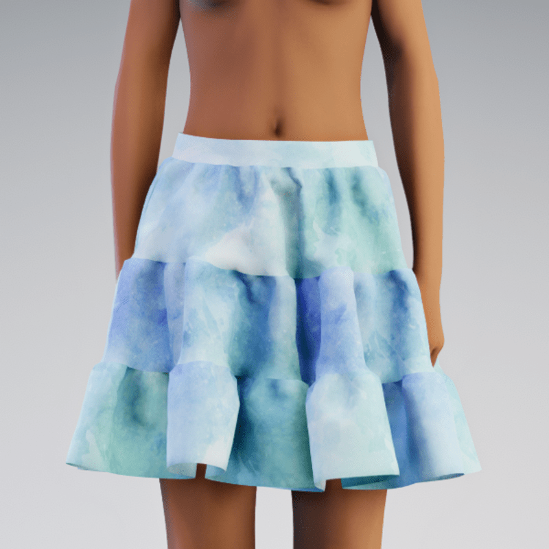 Tiered Skirt aqua watercolor - Avatar 2.0