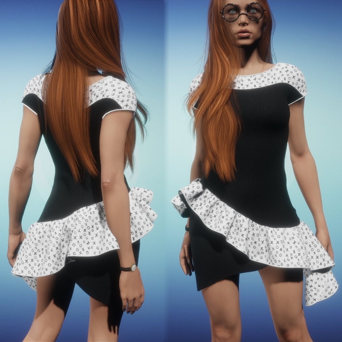 Asymmetrical Boat Neck Dress- Black