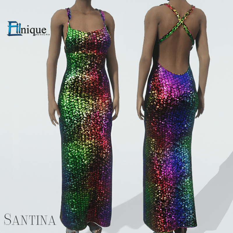 Santina Rainbow Glitter Gown