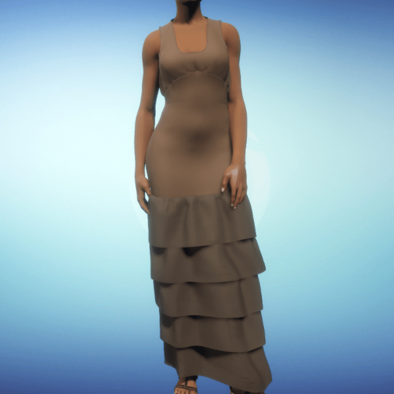 Ruffled Gown - Brown