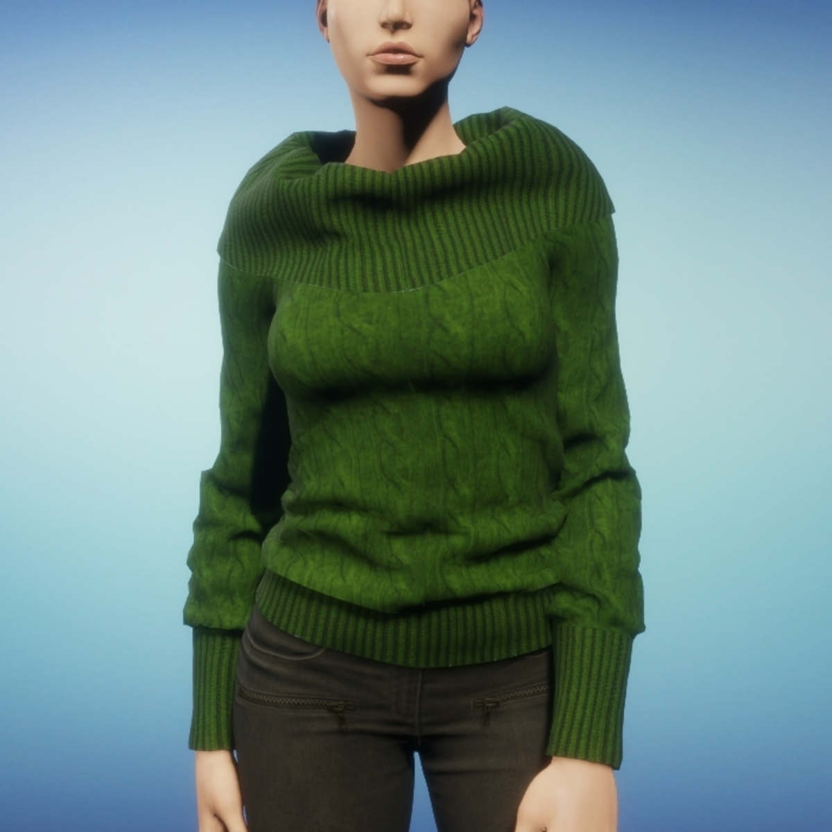 Cowl Neck Sweater - Green
