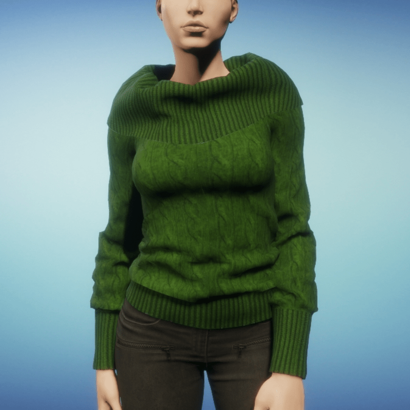 Cowl Neck Sweater - Green