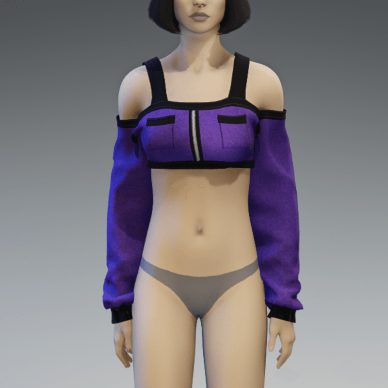 Purple Long Sleeved Off Shoulder Top