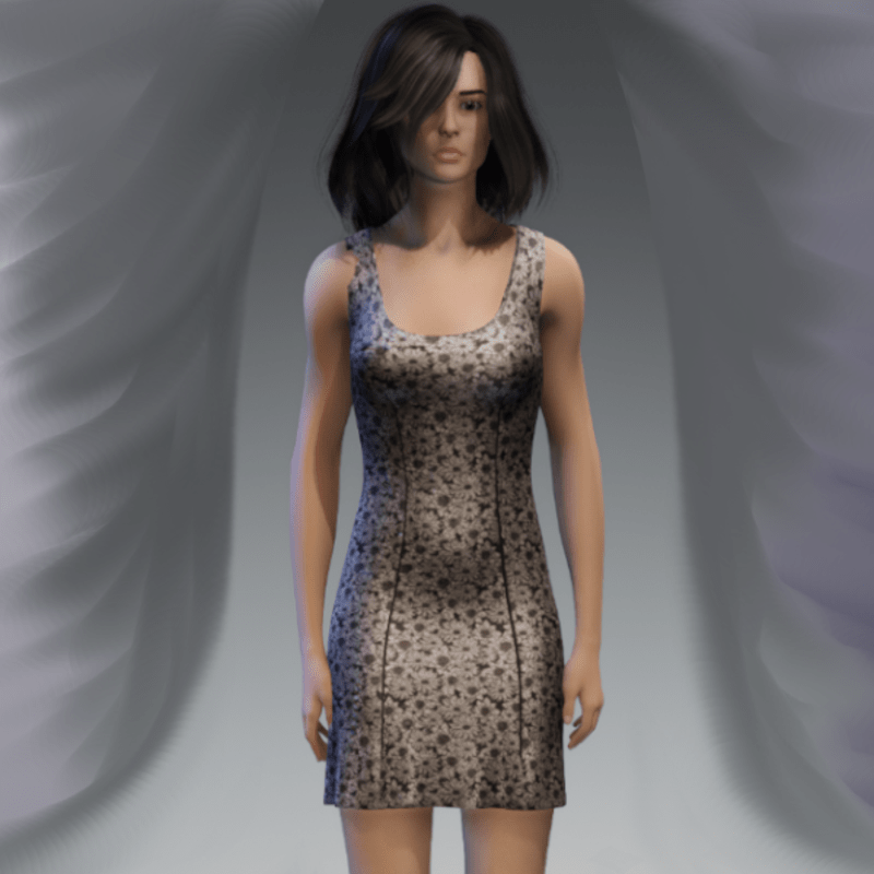 Darted Floral Dress - Black