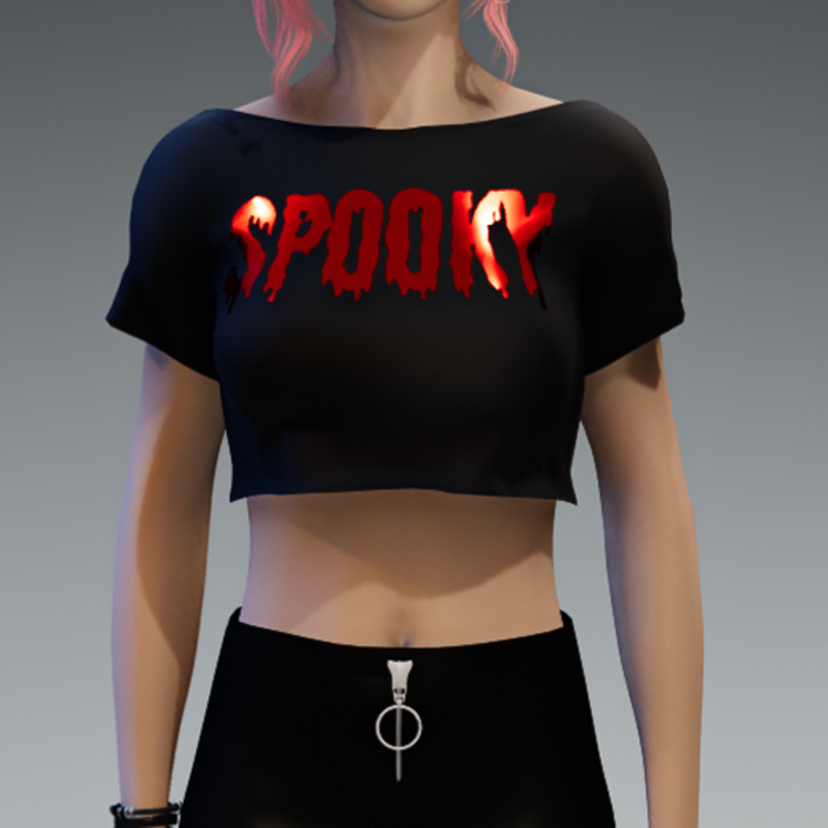 Spooky Crop Top Metalic Shiny Red