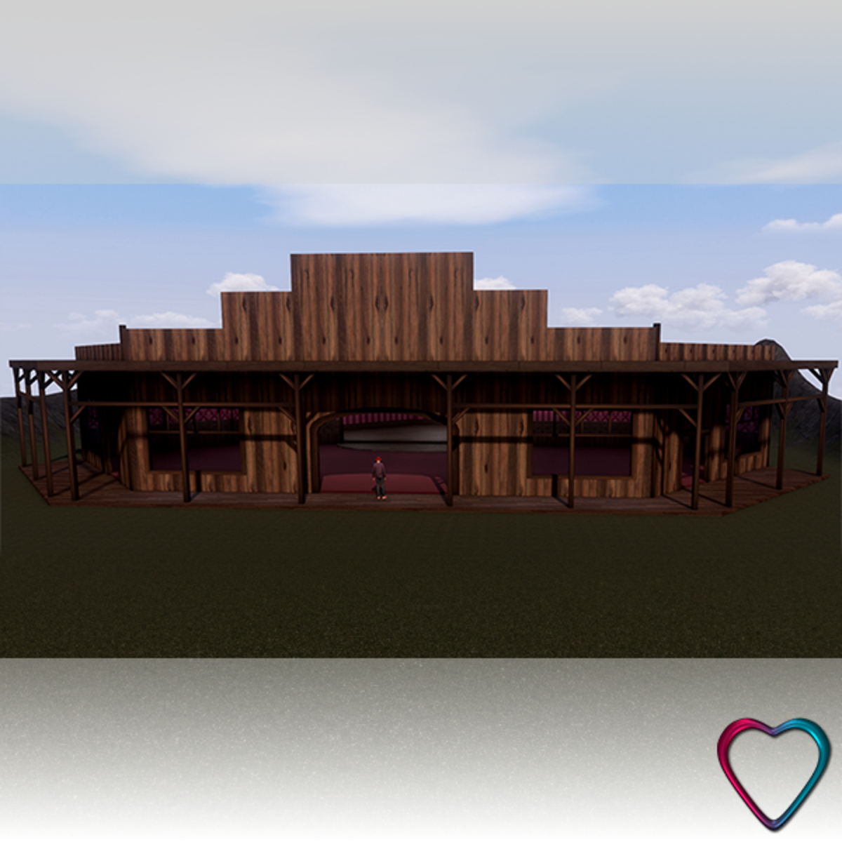 Corner Saloon - Pink - With Ceiling Lamps